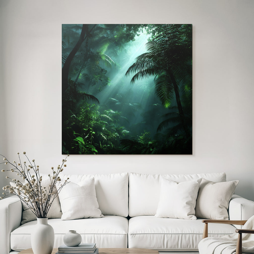 Tropics and Jungle Dense jungle scene with sun and vegetation