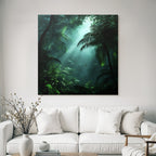 Tropics and Jungle Dense jungle scene with sun and vegetation