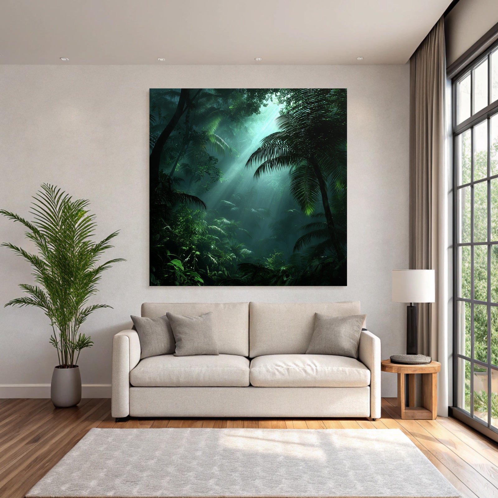 Tropics and Jungle Dense jungle scene with sun and vegetation