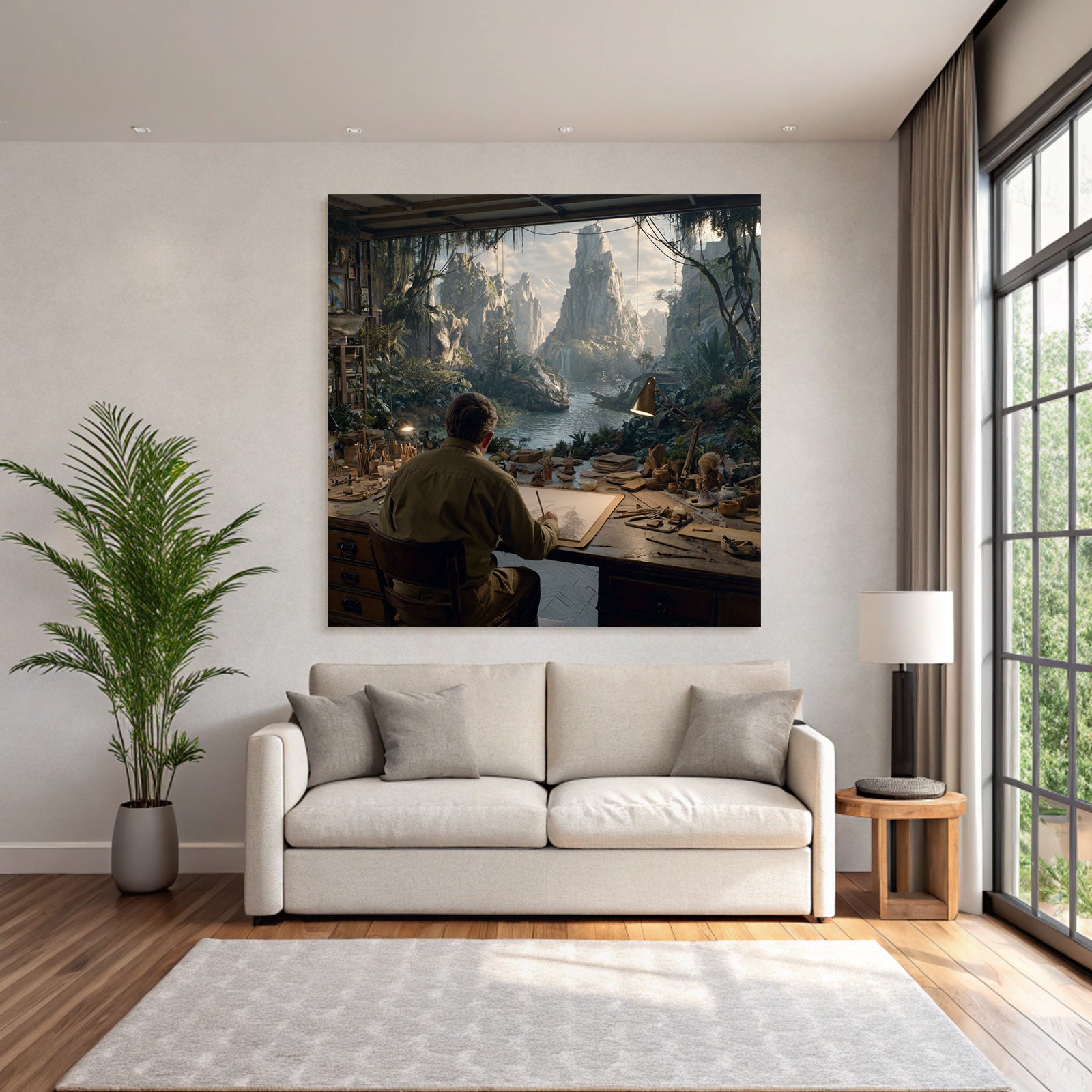 Tropic and Jungle Artist Workspace with Nature and Mountain Views