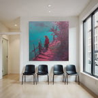 Tropics and Jungle Tranquil Landscape Fisherman on Pier Vibrant Colors