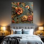 Tropics and Jungle Tropical Flowers and Toucan Vibrant Design Textile Pattern