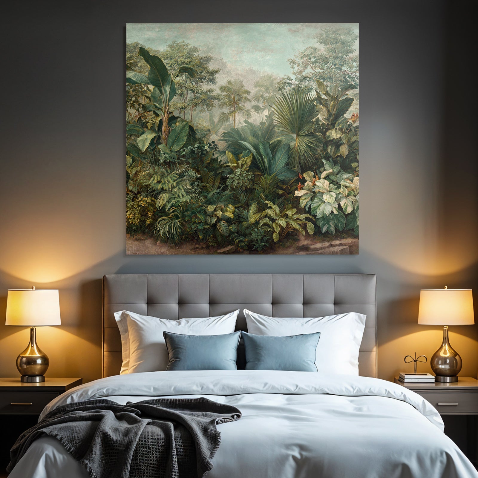 Tropics and jungle Tropical landscape with plants and palm trees