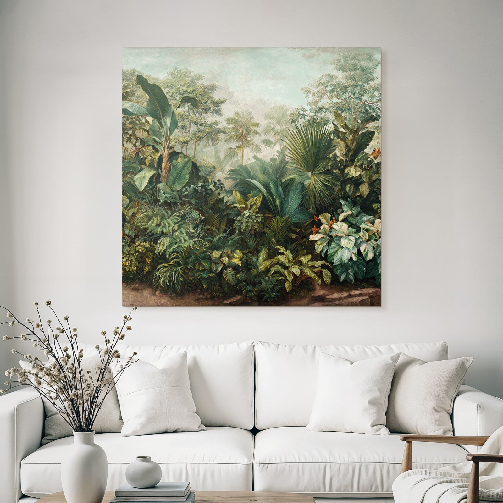 Tropics and jungle Tropical landscape with plants and palm trees