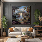 Tropics and jungle tropical landscape with waterfall and tranquility of nature
