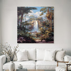 Tropics and jungle tropical landscape with waterfall and tranquility of nature
