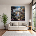 Tropics and jungle tropical landscape with waterfall and tranquility of nature