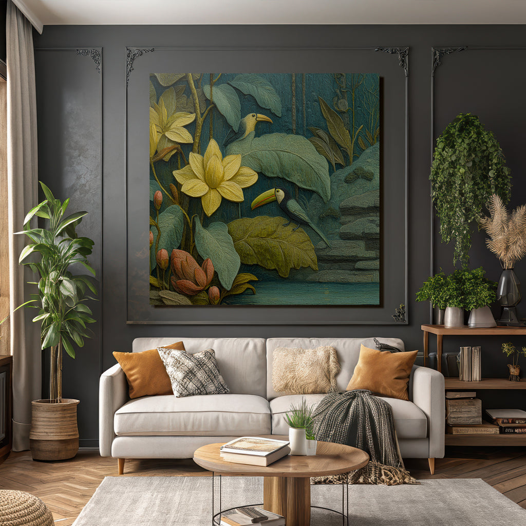 Tropics and Jungle Tropical Vibrant Foils Flowers Toucan Fauna