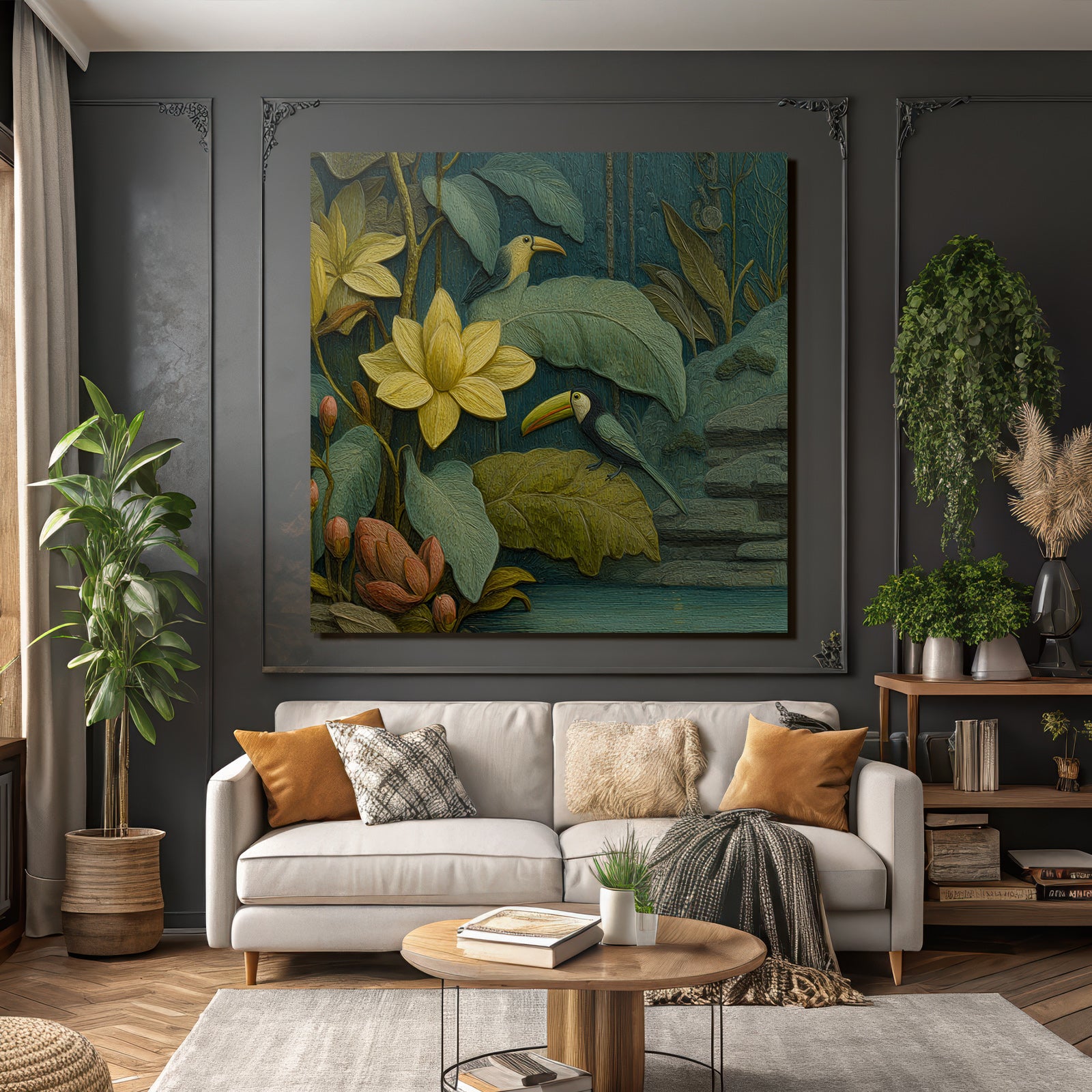 Tropics and Jungle Tropical Vibrant Foils Flowers Toucan Fauna