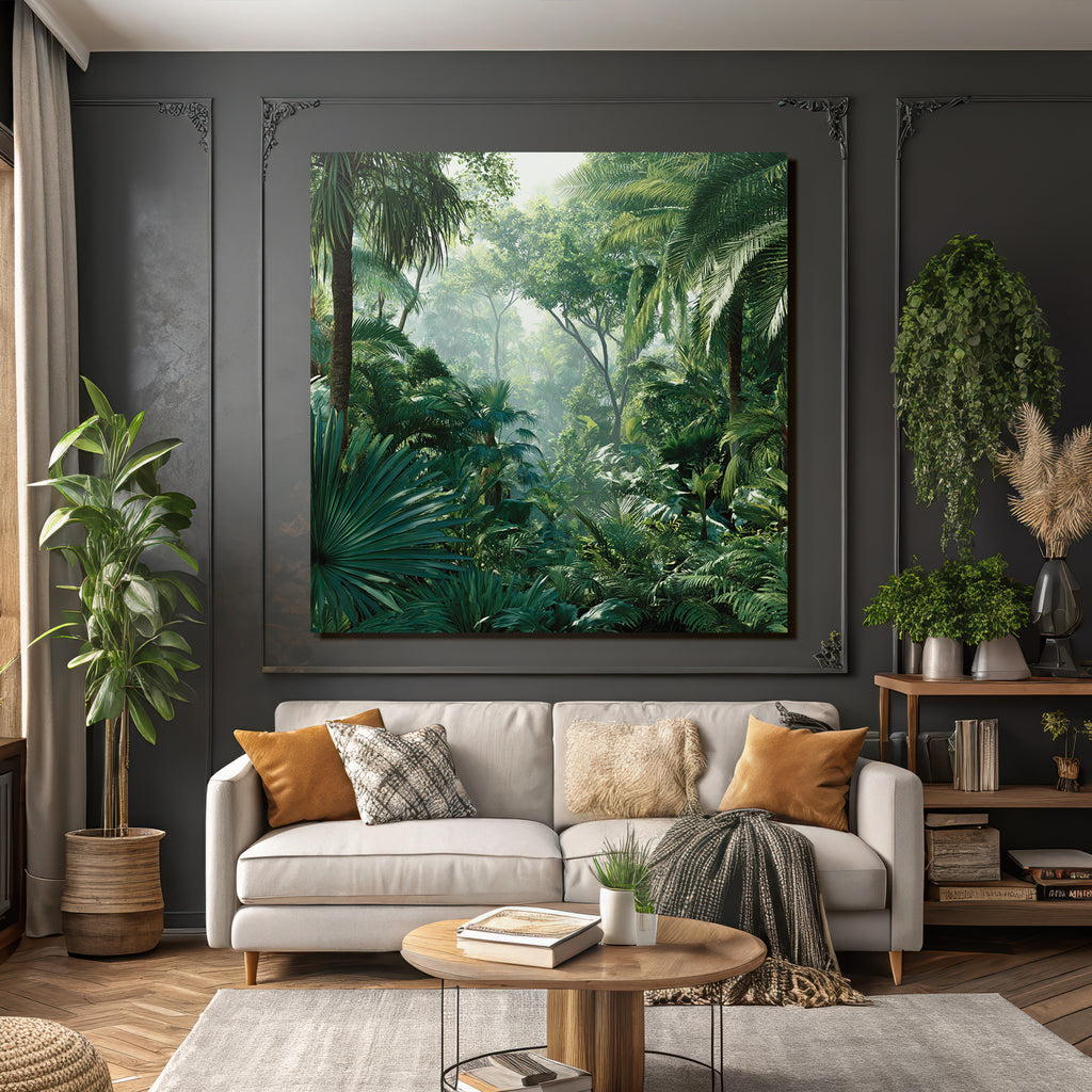 Tropics and Jungle Tropical jungle with dense vegetation and colorful ornaments