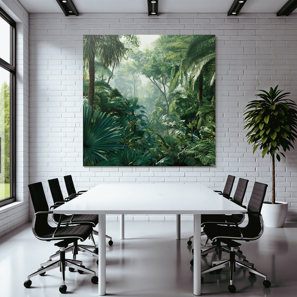 Tropics and Jungle Tropical jungle with dense vegetation and colorful ornaments