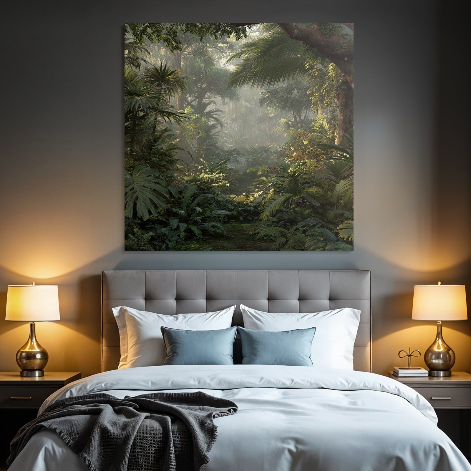 Tropics and Jungle Tropical jungle with green vegetation Misty atmosphere