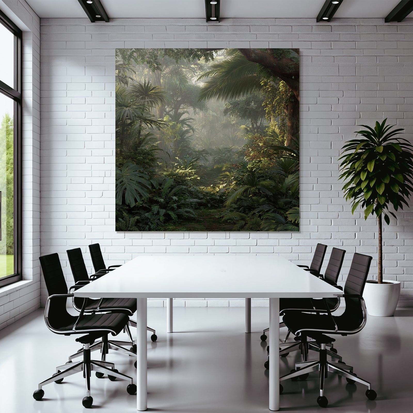 Tropics and Jungle Tropical jungle with green vegetation Misty atmosphere