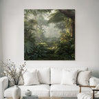 Tropics and Jungle Tropical jungle with green vegetation Misty atmosphere