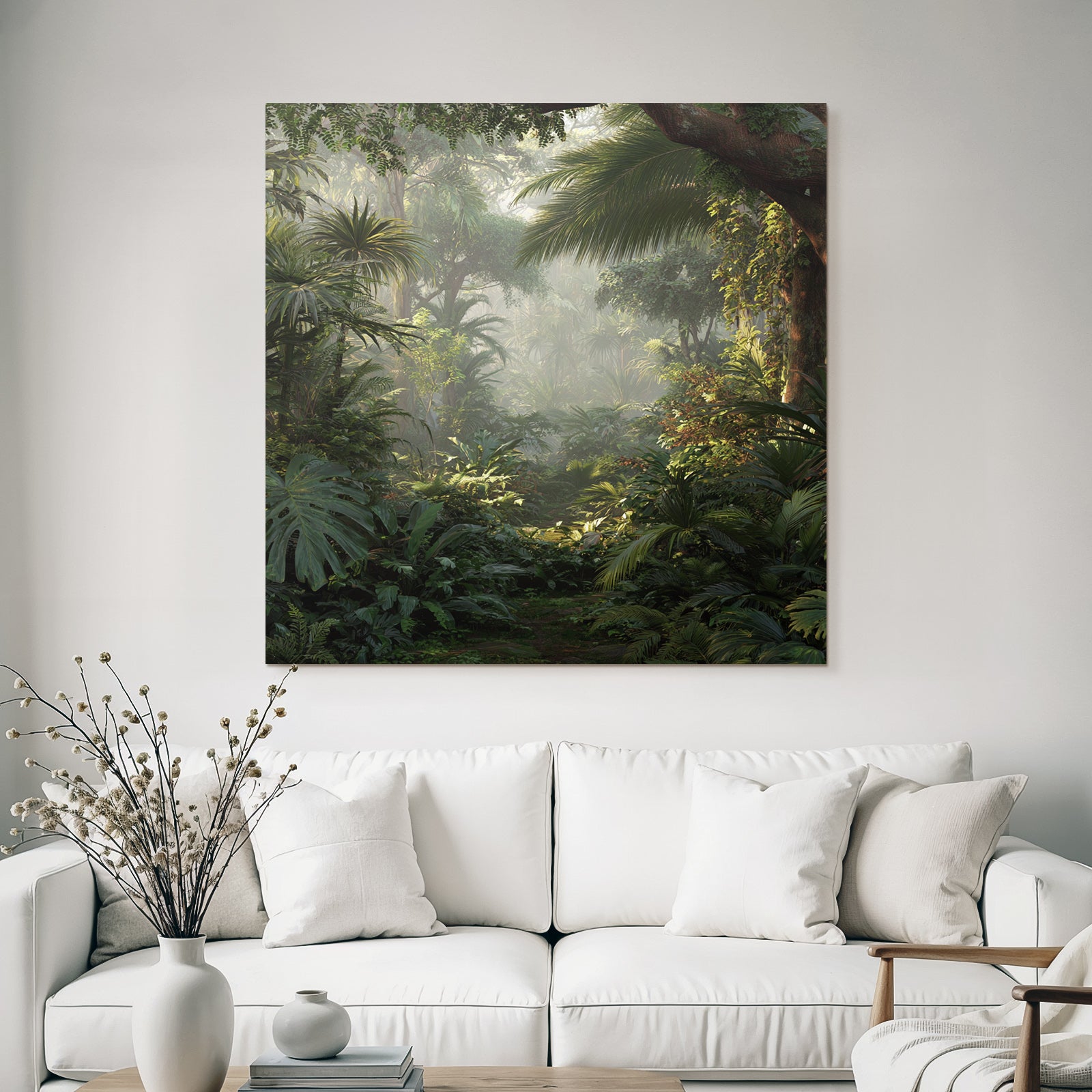 Tropics and Jungle Tropical jungle with green vegetation Misty atmosphere