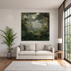 Tropics and Jungle Tropical jungle with green vegetation Misty atmosphere
