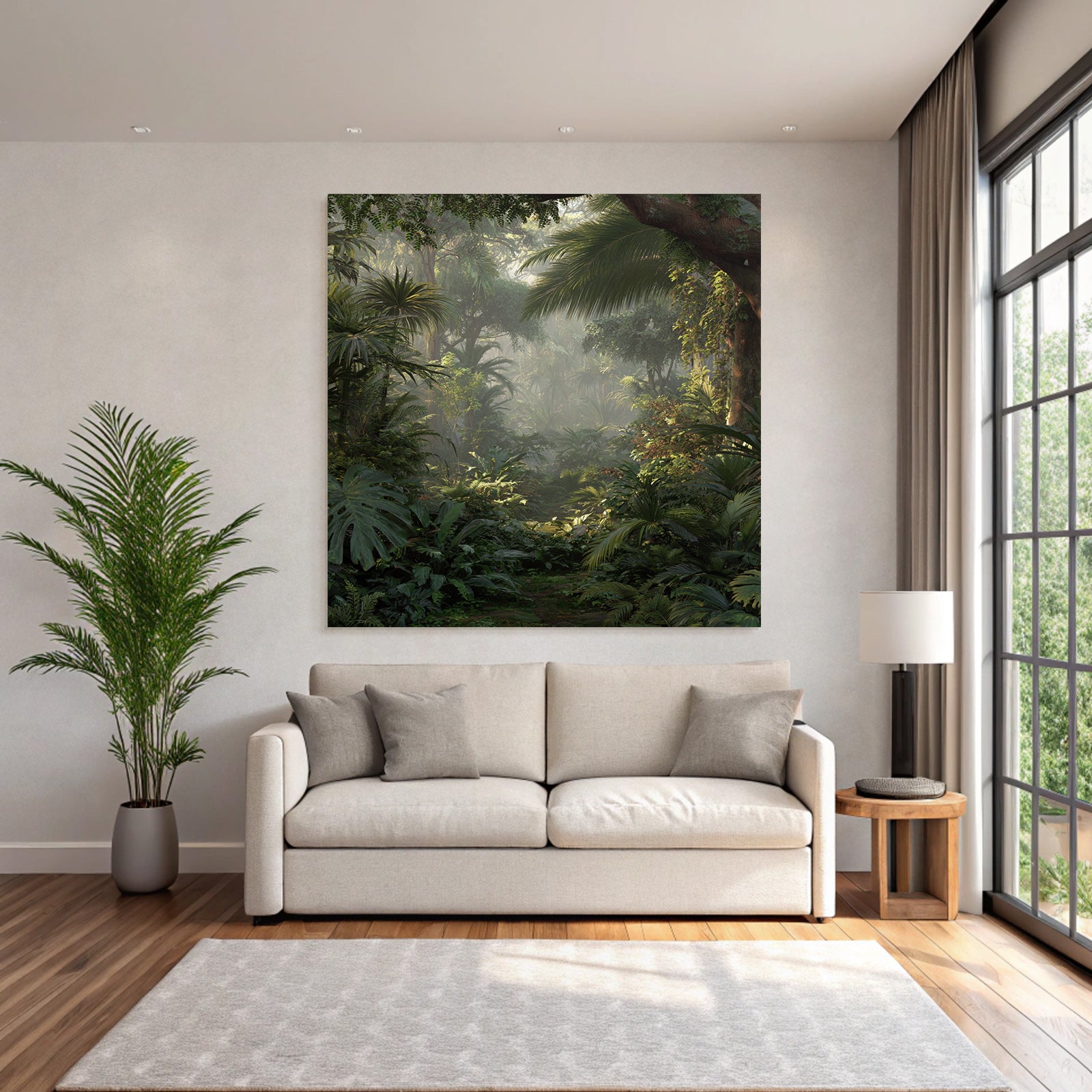 Tropics and Jungle Tropical jungle with green vegetation Misty atmosphere