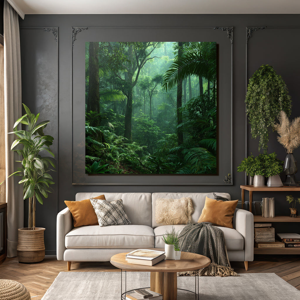 Tropics and Jungle Tropical Rainforest with Dense Vegetation and Misty Atmosphere