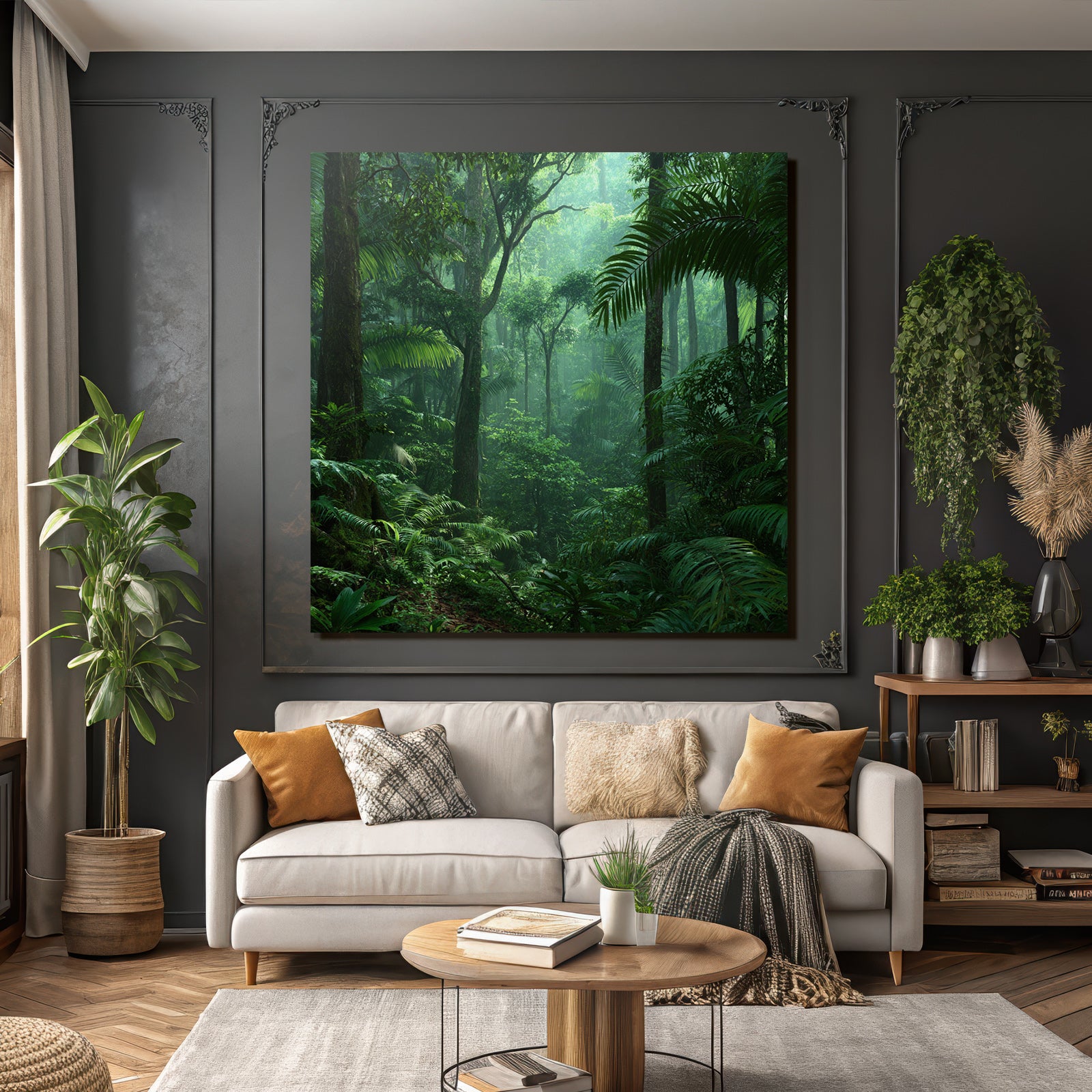 Tropics and Jungle Tropical Rainforest with Dense Vegetation and Misty Atmosphere
