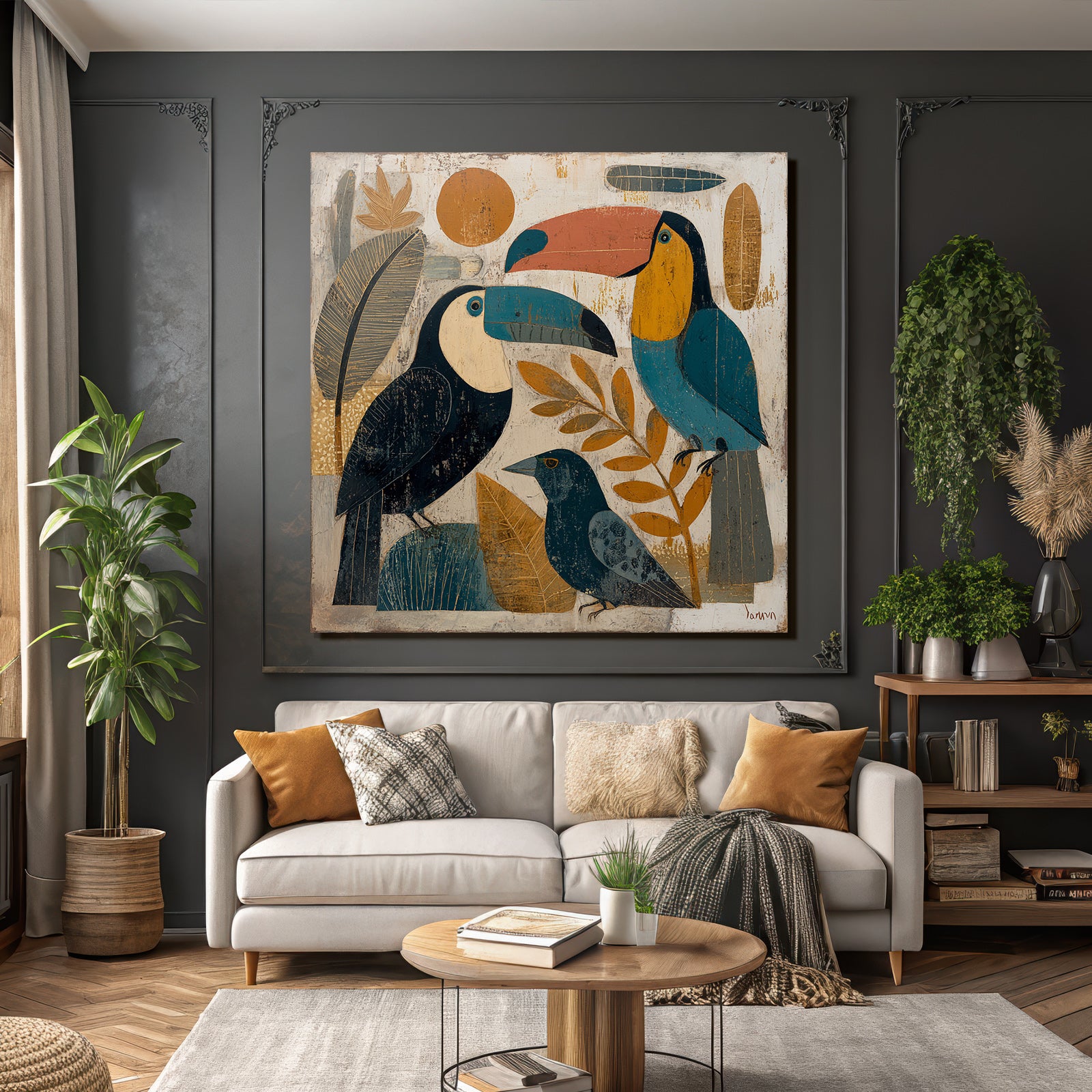 Tropics and Jungle Bird Illustration Tu Modern Nature Themes Art
