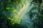 Tropen Und Dschungel Dichte Luxuriöse Jungle Szene Mit Sonnenschein Und Nebel | Tropen und Dschungel | Landschaften