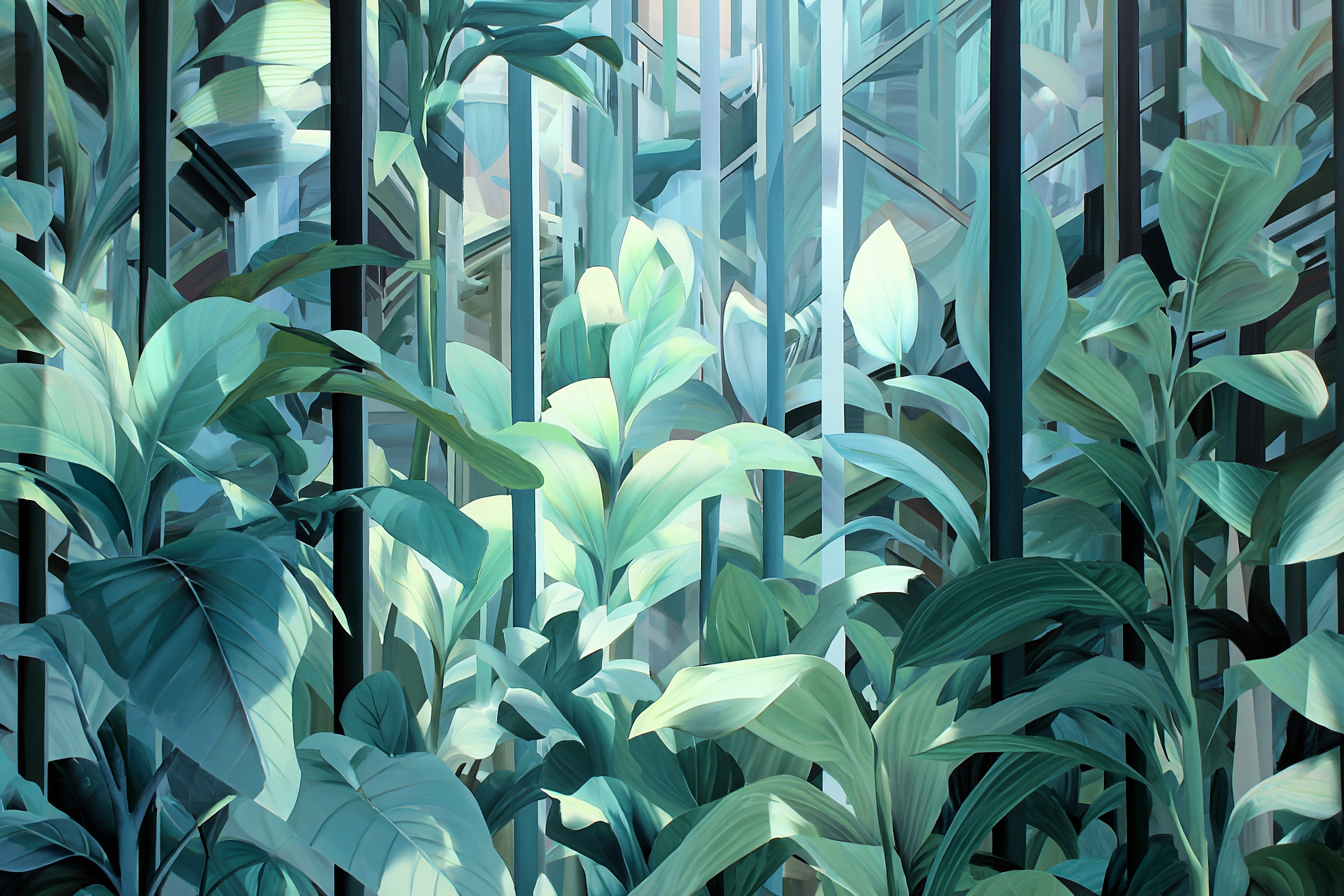 Tropen Und Dschungel Grüne Folien Scene Botanischer Garten Kunstwerk | Tropen und Dschungel | Landschaften