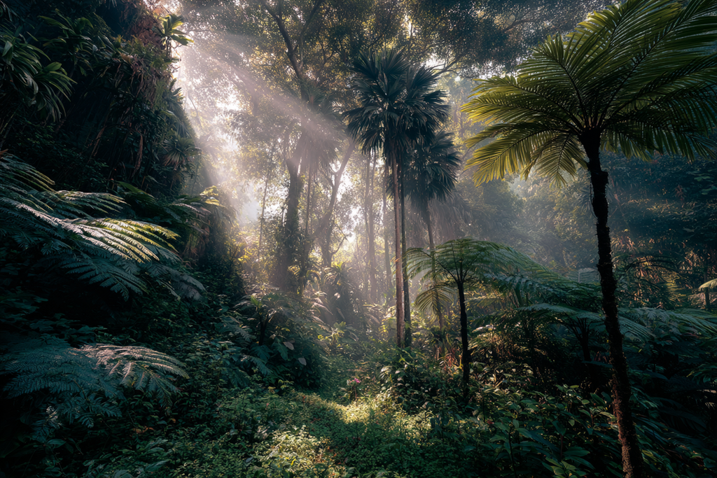 Tropen Und Dschungel Lush Forests Sonnenlicht Film Durch Den Baumkronen Mystische Atmosphäre | Tropen und Dschungel | Landschaften