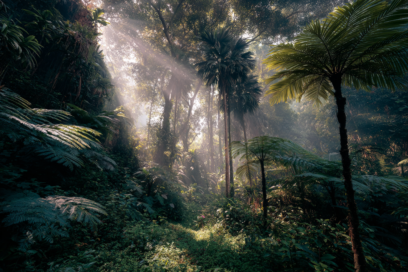 Tropen Und Dschungel Lush Forests Sonnenlicht Film Durch Den Baumkronen Mystische Atmosphäre | Tropen und Dschungel | Landschaften