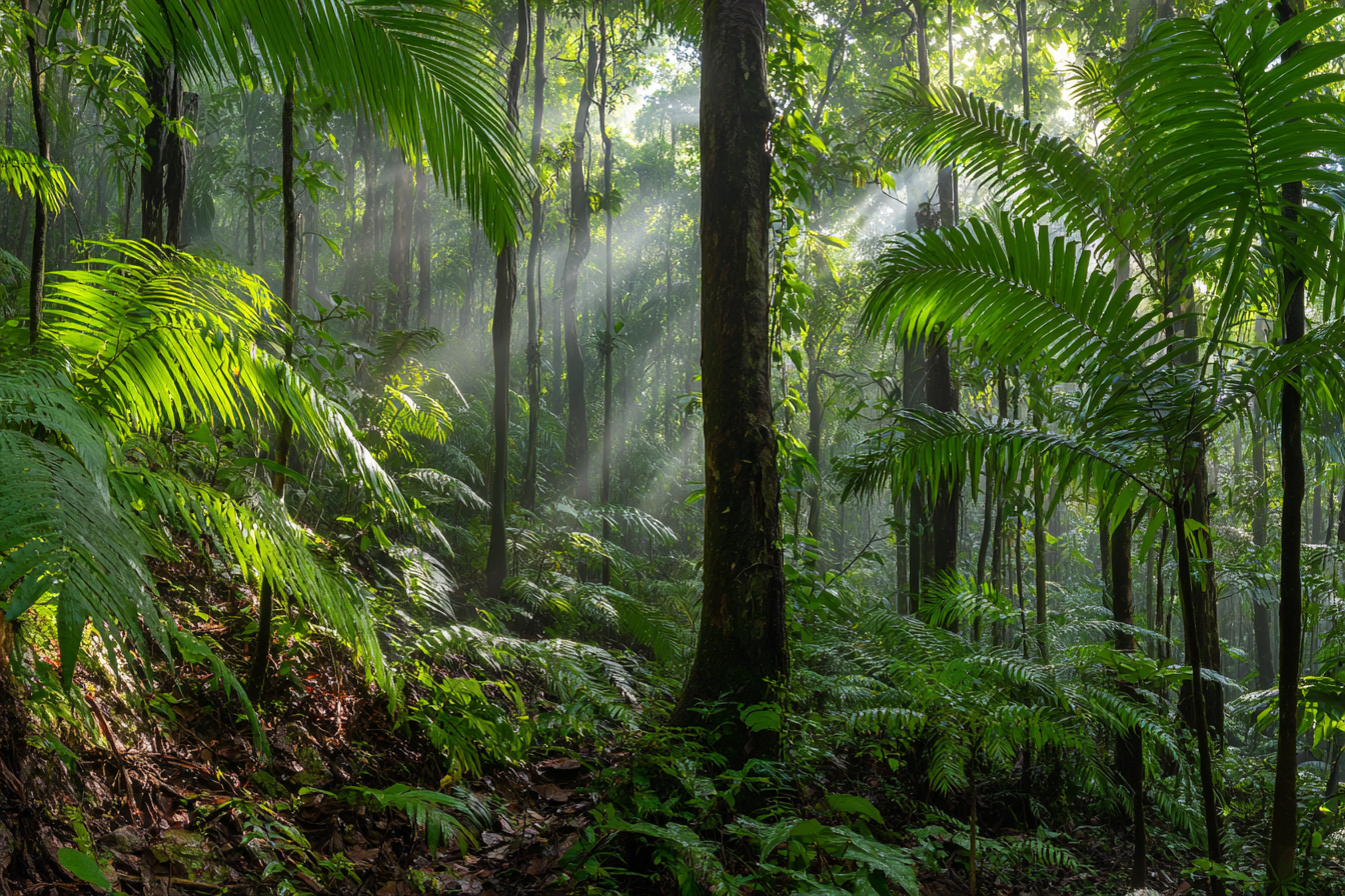 Tropen Und Dschungel Tropischer Regenwald Sonnenlicht Durch Blätter | Tropen und Dschungel | Landschaften