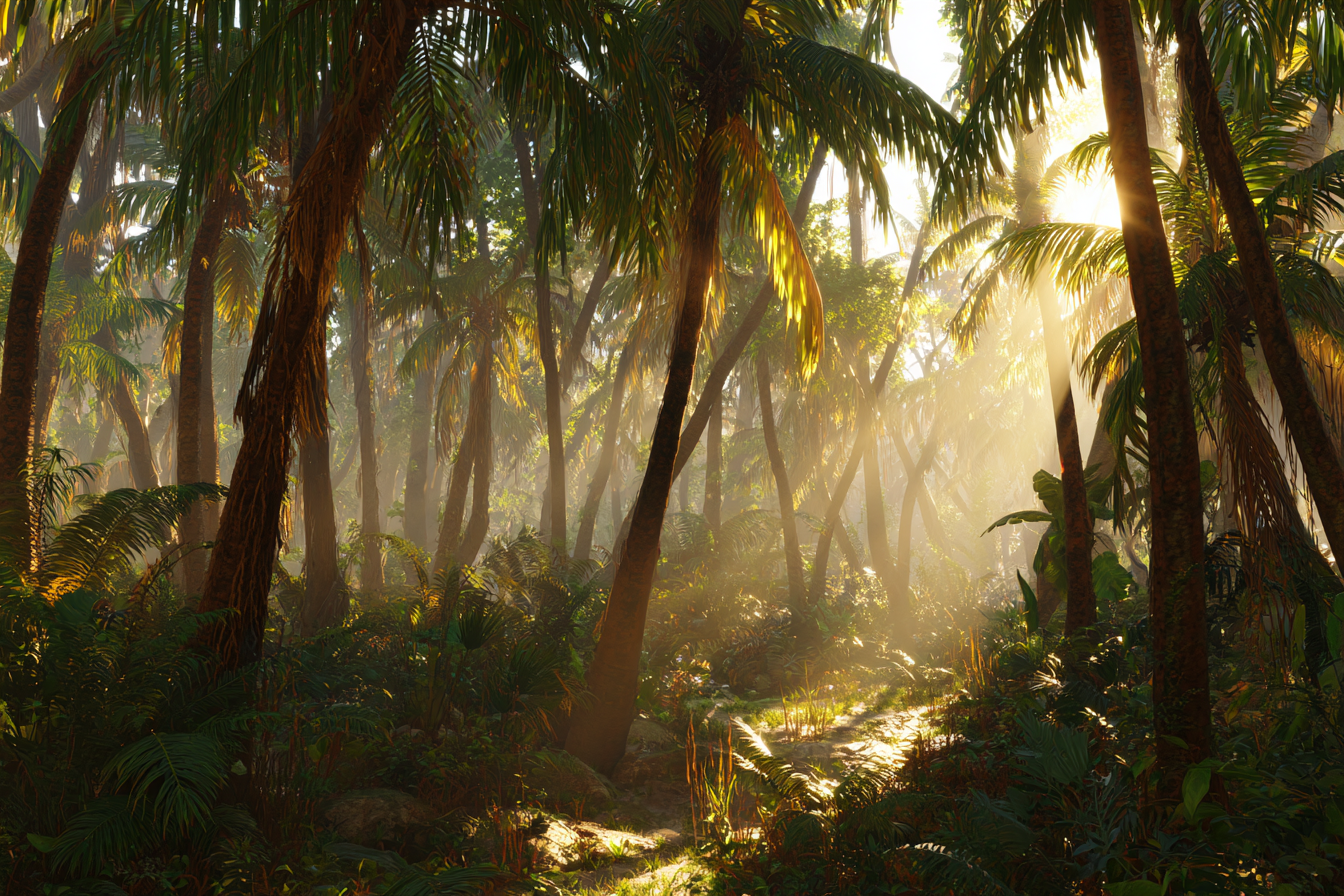 Tropen Und Dschungel Tropischer Wald Mystische Atmosphäre Mit Nebel | Tropen und Dschungel | Landschaften