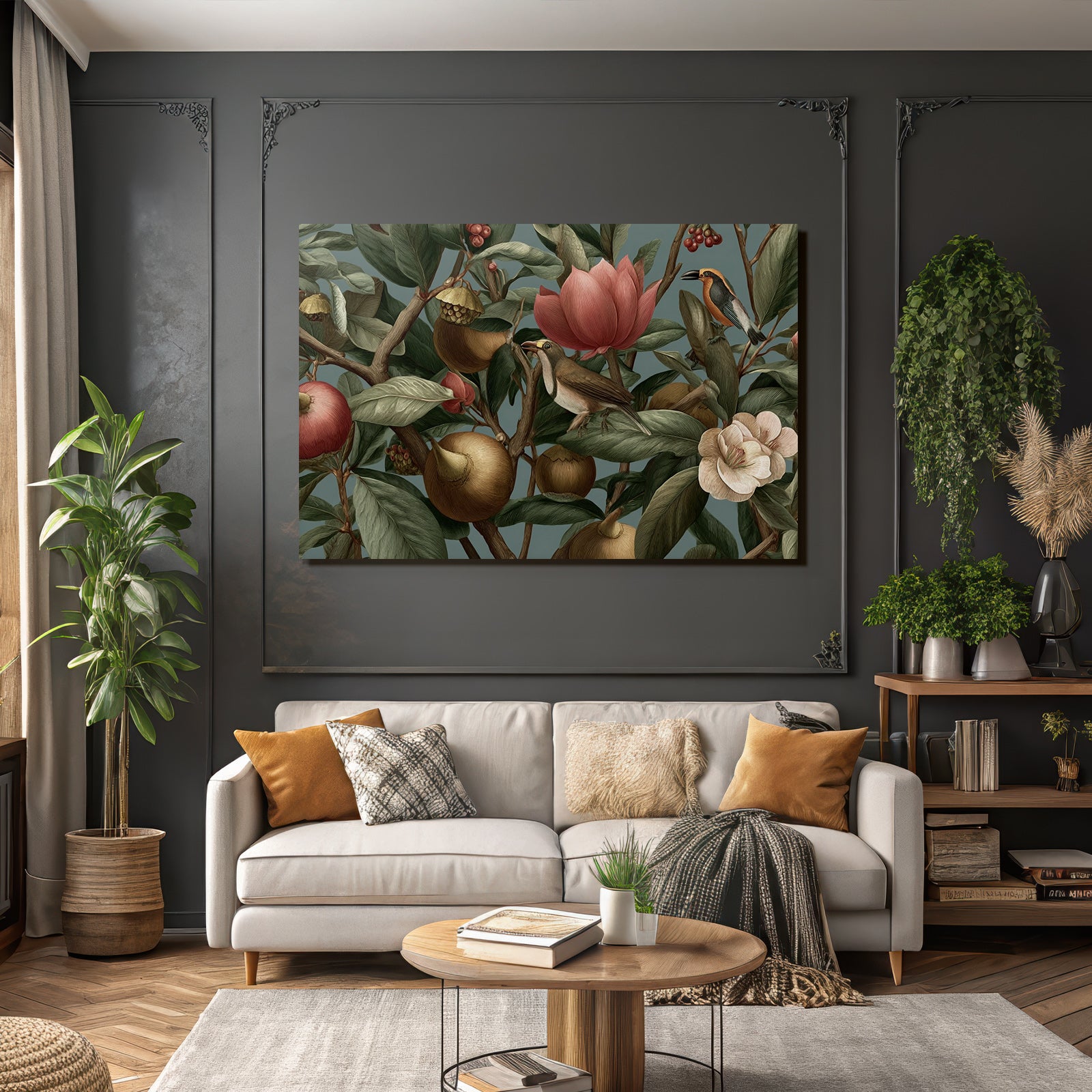 Tropen Und Dschungel Botanische Illustration Von Pflanzen Blumen Und Vogelarten