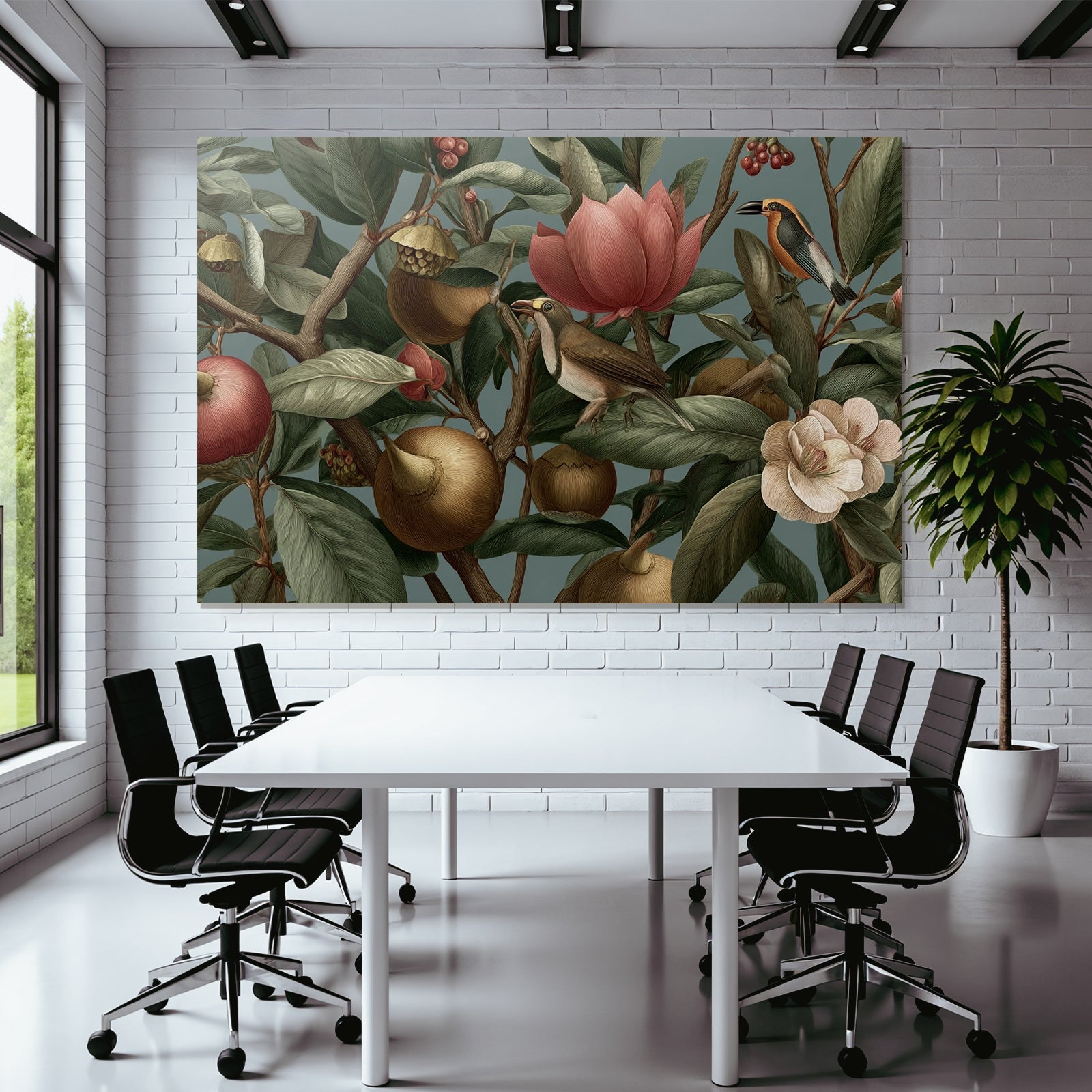 Tropen Und Dschungel Botanische Illustration Von Pflanzen Blumen Und Vogelarten