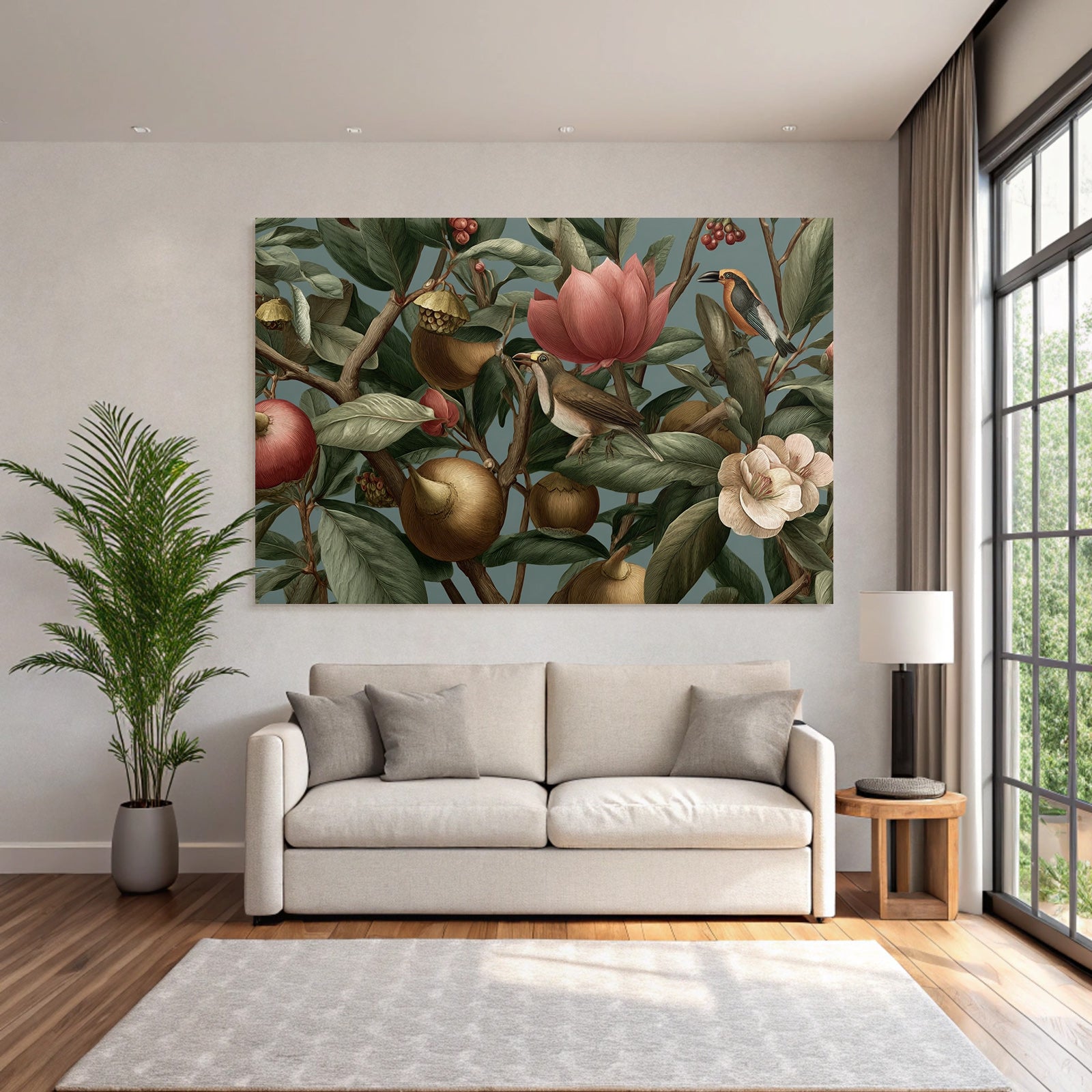 Tropen Und Dschungel Botanische Illustration Von Pflanzen Blumen Und Vogelarten