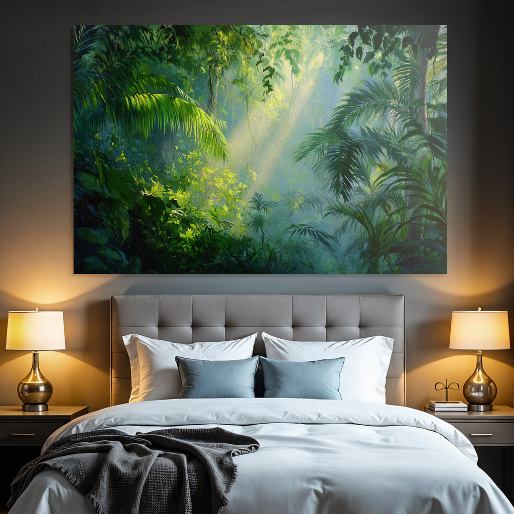 Tropen Und Dschungel Dichte Luxuriöse Jungle Szene Mit Sonnenschein Und Nebel