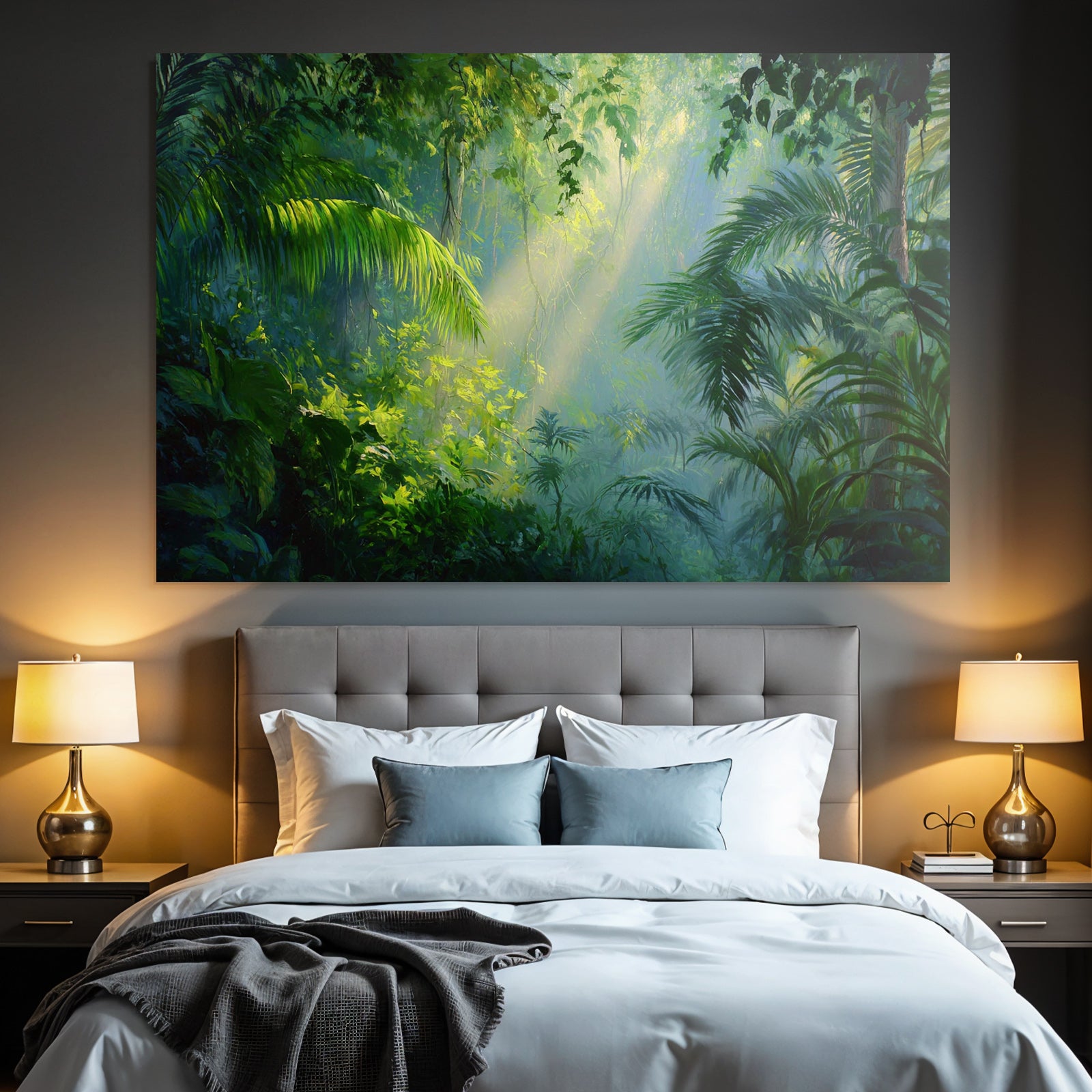 Tropen Und Dschungel Dichte Luxuriöse Jungle Szene Mit Sonnenschein Und Nebel