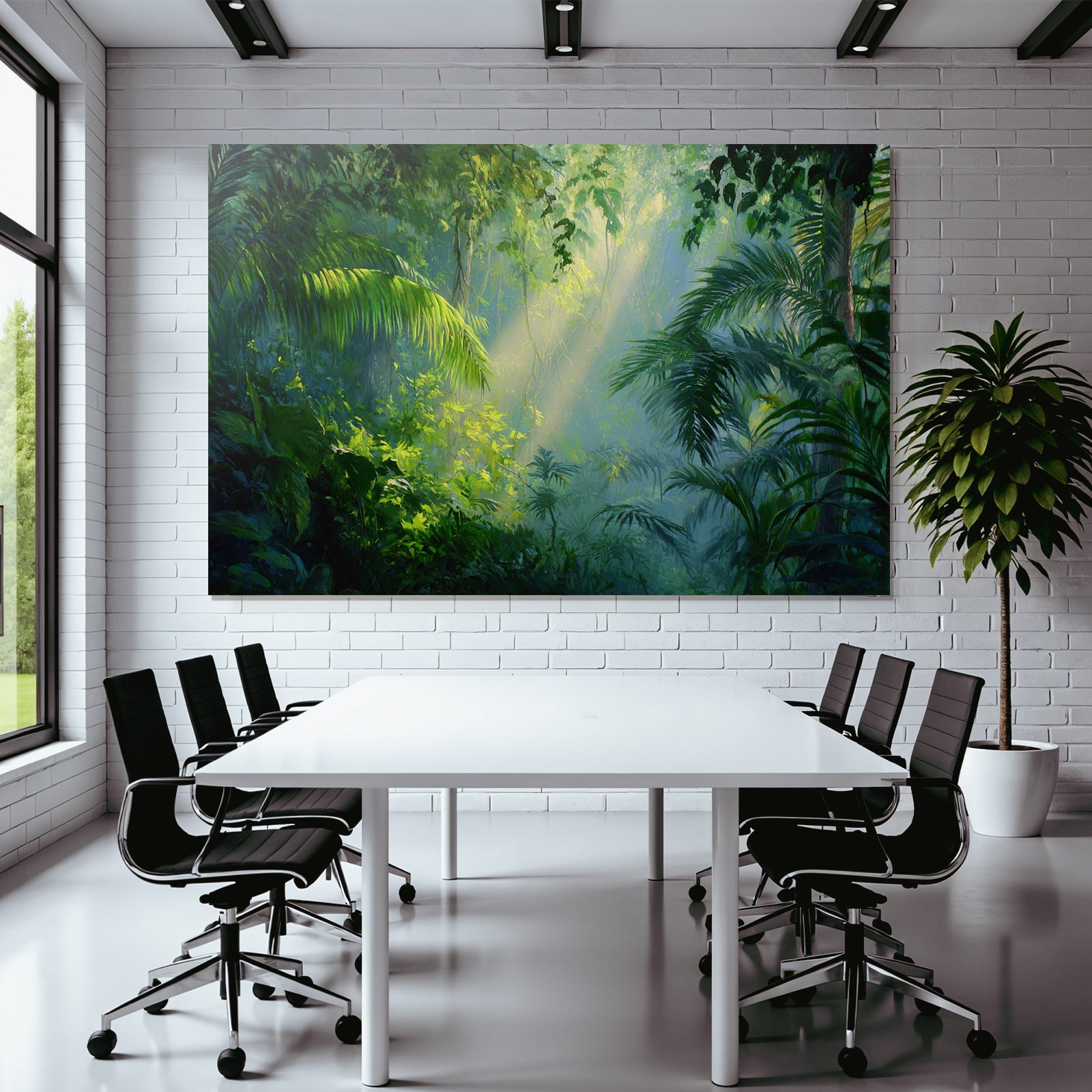 Tropen Und Dschungel Dichte Luxuriöse Jungle Szene Mit Sonnenschein Und Nebel