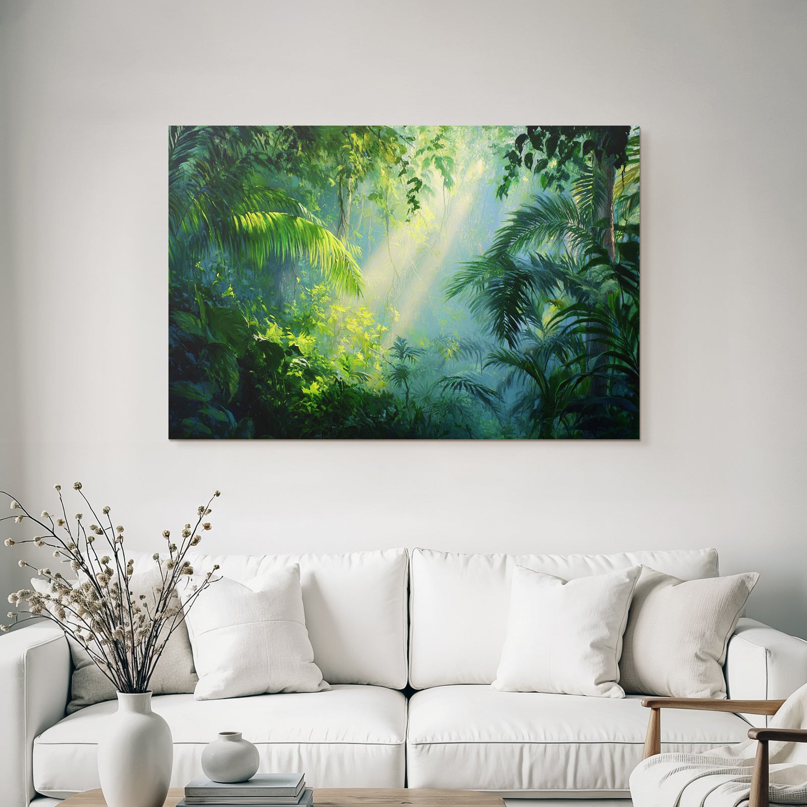 Tropen Und Dschungel Dichte Luxuriöse Jungle Szene Mit Sonnenschein Und Nebel