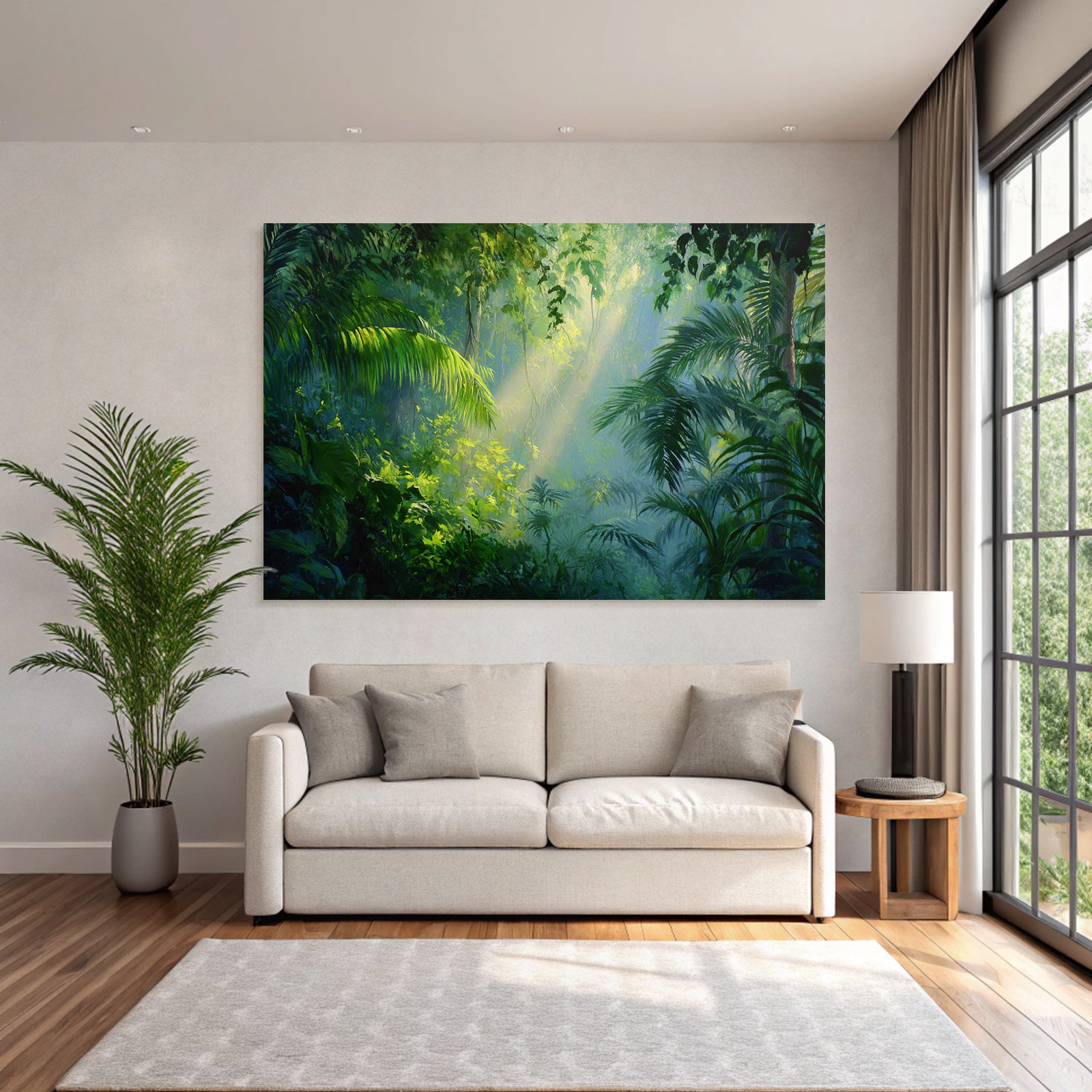 Tropen Und Dschungel Dichte Luxuriöse Jungle Szene Mit Sonnenschein Und Nebel