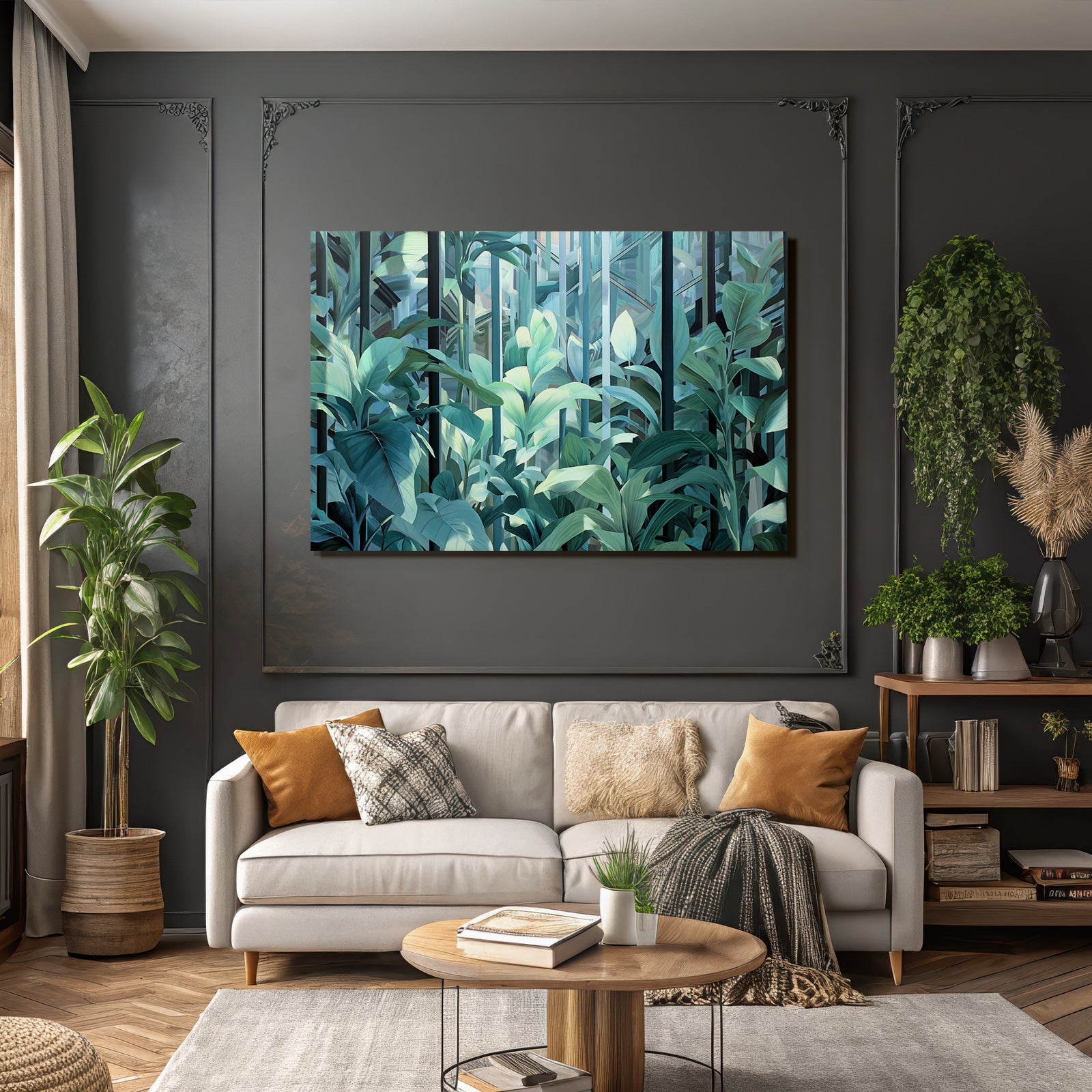 Tropen Und Dschungel Grüne Folien Scene Botanischer Garten Kunstwerk