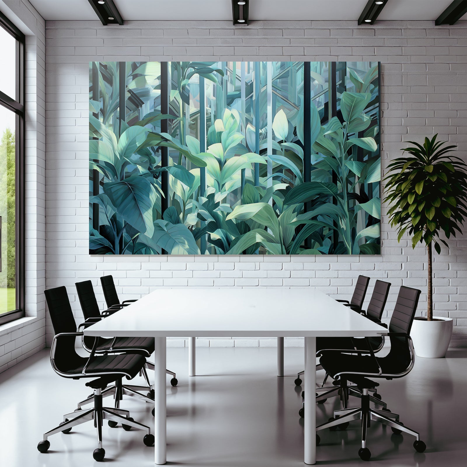 Tropen Und Dschungel Grüne Folien Scene Botanischer Garten Kunstwerk