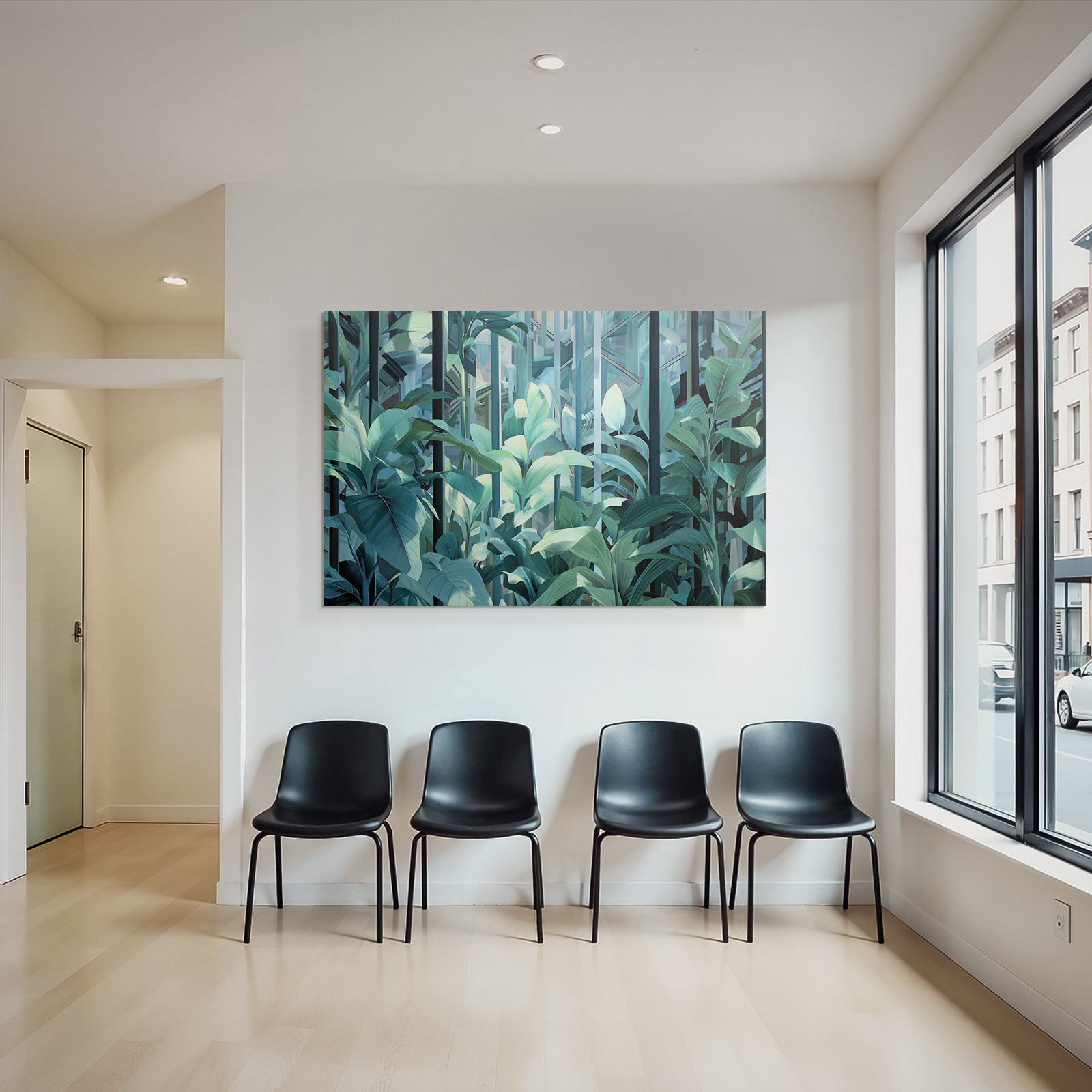 Tropen Und Dschungel Grüne Folien Scene Botanischer Garten Kunstwerk