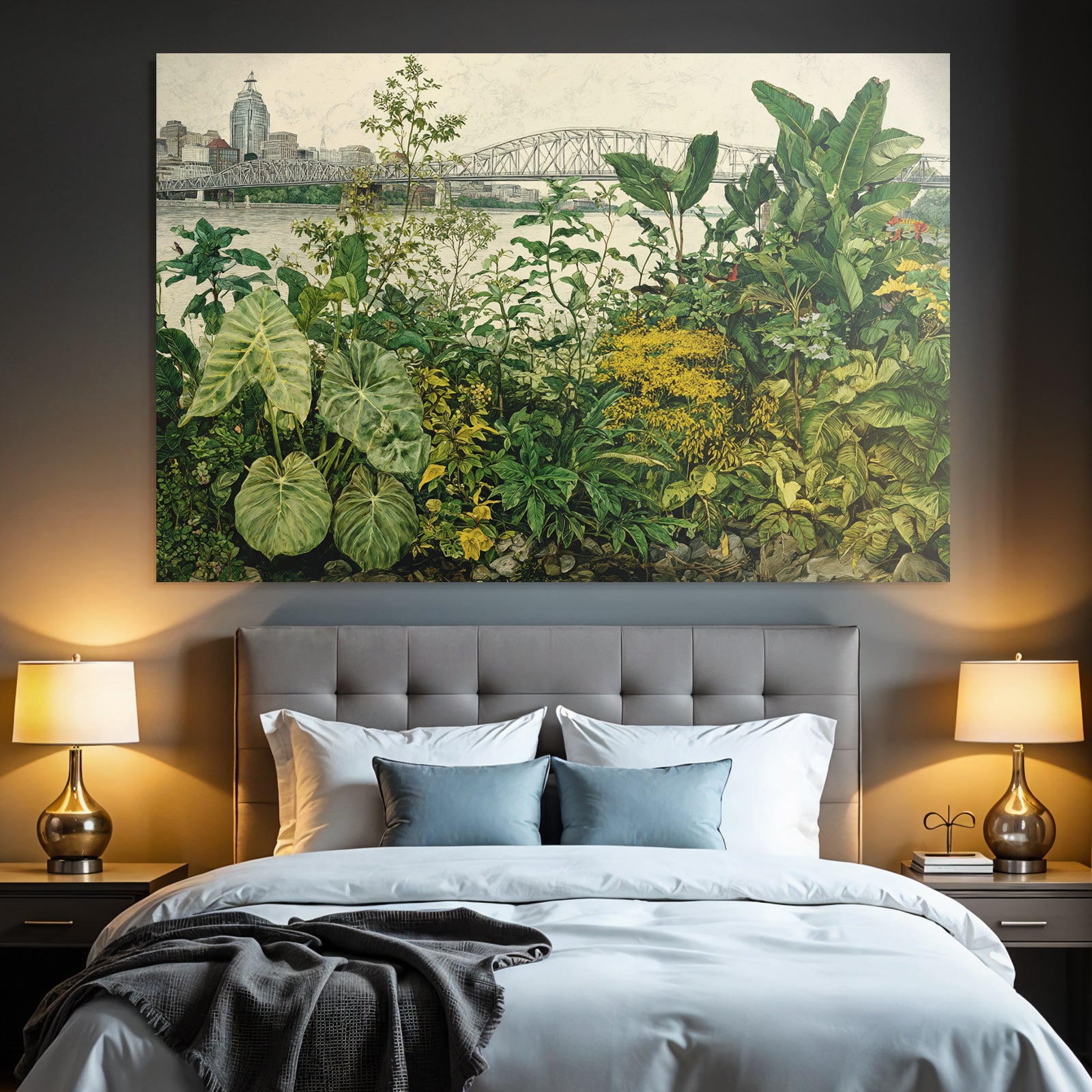 Tropen Und Dschungel Grüne Vorstadt Natur Und Stadtlandschaft Blumen Brücke Wasser