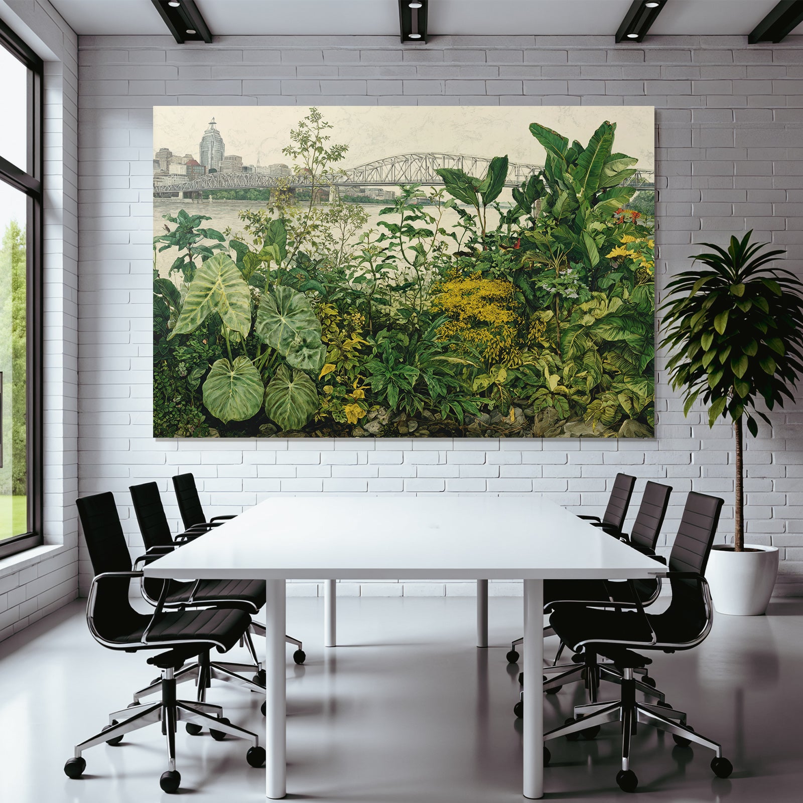 Tropen Und Dschungel Grüne Vorstadt Natur Und Stadtlandschaft Blumen Brücke Wasser