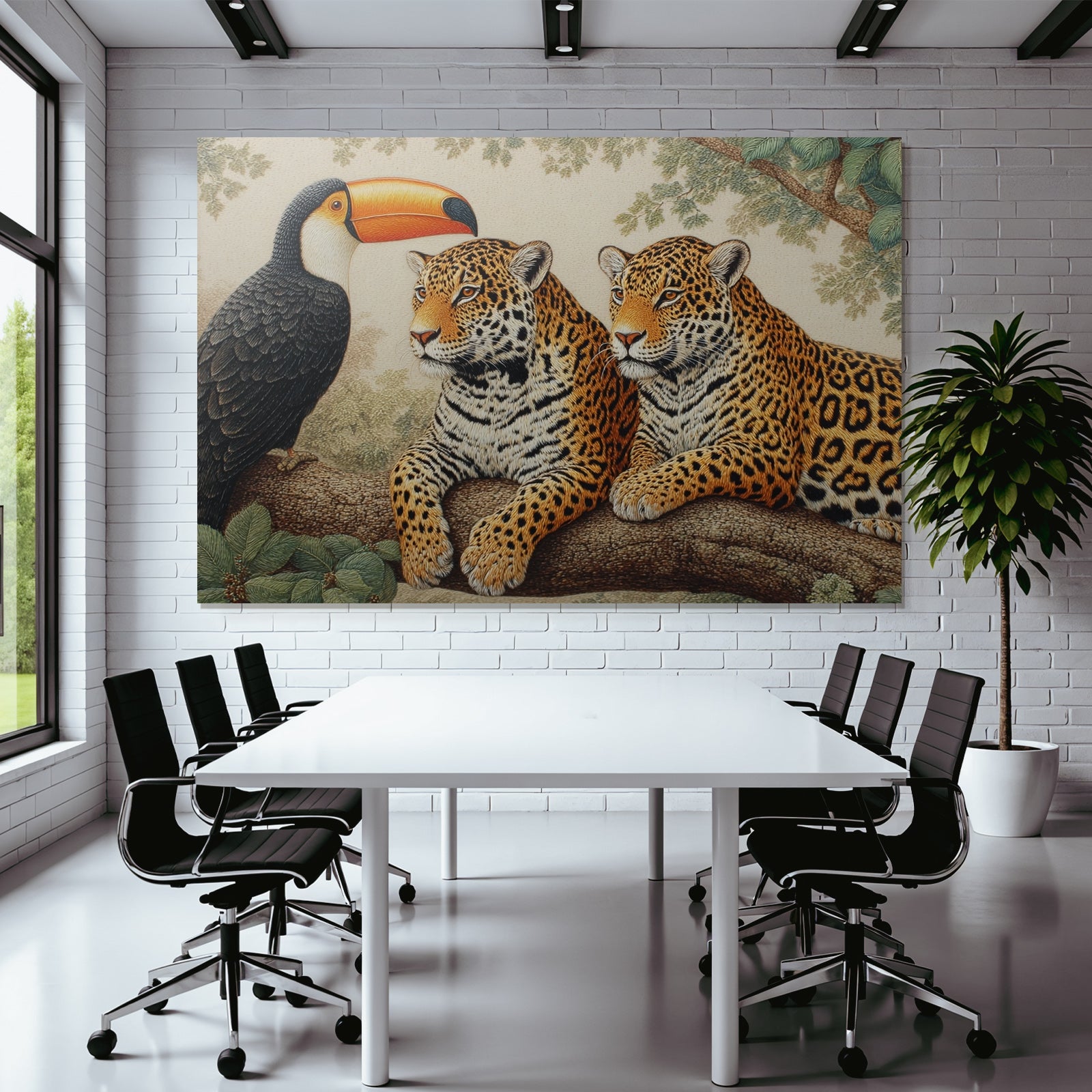 Tropen Und Dschungel Jaguare Und Tukan In Der Natur Liegende Szenen Mit Foliage