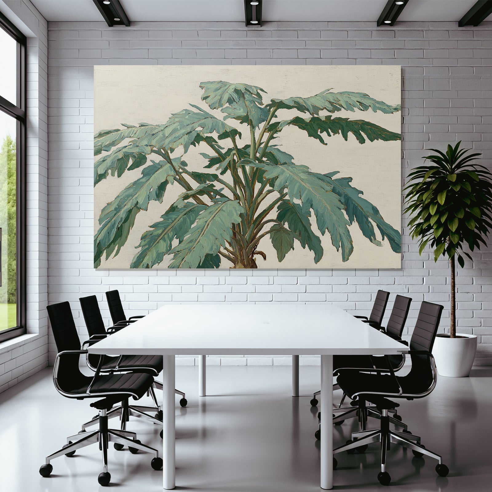 Tropen Und Dschungel Pflanze Mit Fanförmigen Blättern Impressionistischer Stil