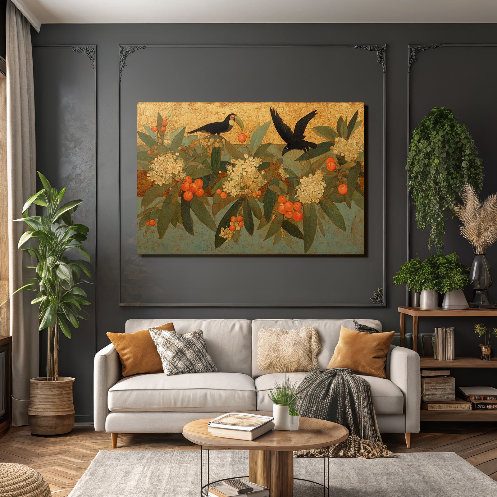 Tropen Und Dschungel Tropische Folien Früchte Und Vögel Dekorative Kunst