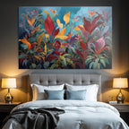 Tropics and Jungle Vibrant Plant Art with Colorful Background