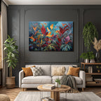 Tropics and Jungle Vibrant Plant Art with Colorful Background