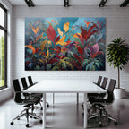 Tropics and Jungle Vibrant Plant Art with Colorful Background