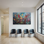 Tropics and Jungle Vibrant Plant Art with Colorful Background